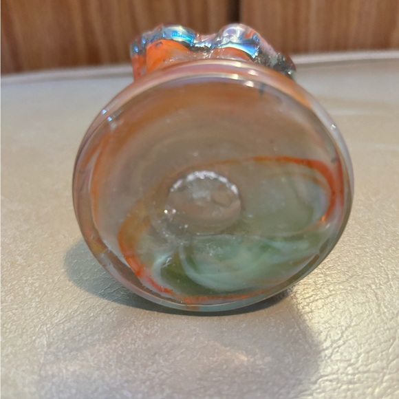 Hand Blown Swung Style Art Glass Vase Hand Made,Orange/White.Excellent Condition - Picture 6 of 8